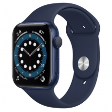 Apple Watch S6 44mm Blue Aluminum Case with Deep Navy Sport Band