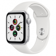 Apple Watch SE 44mm Silver Aluminum Case with White Sport Band