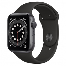 Apple Watch S6 44mm Space Gray Aluminum Case with Black Sport Band