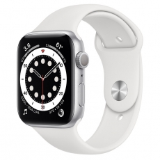Apple Watch S6 44mm Silver Aluminum Case with White Sport Band